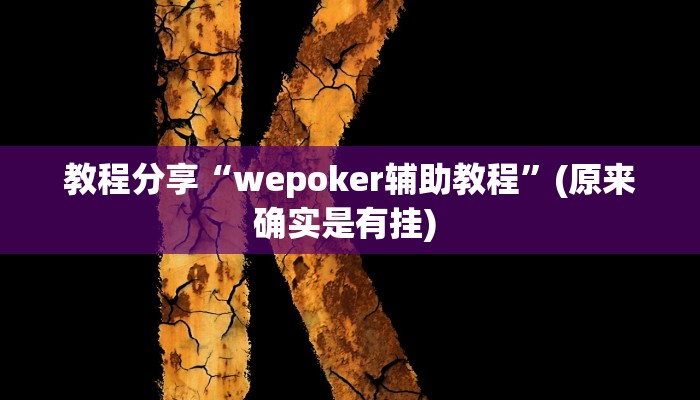 教程分享“wepoker辅助教程”(原来确实是有挂) 教程分享“wepoker辅助教程”(原来确实是有挂)