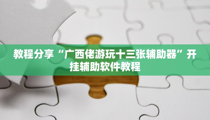 教程分享“广西佬游玩十三张辅助器”开挂辅助软件教程