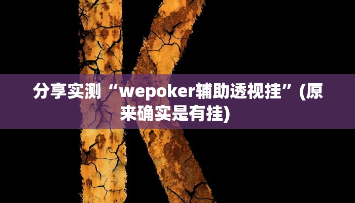 分享实测“wepoker辅助透视挂”(原来确实是有挂) 分享实测“wepoker辅助透视挂”(原来确实是有挂)
