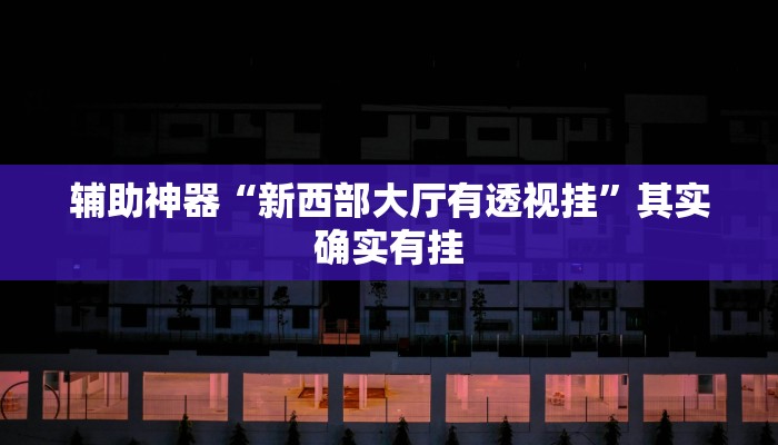 辅助神器“新西部大厅有透视挂”其实确实有挂 辅助神器“新西部大厅有透视挂”其实确实有挂