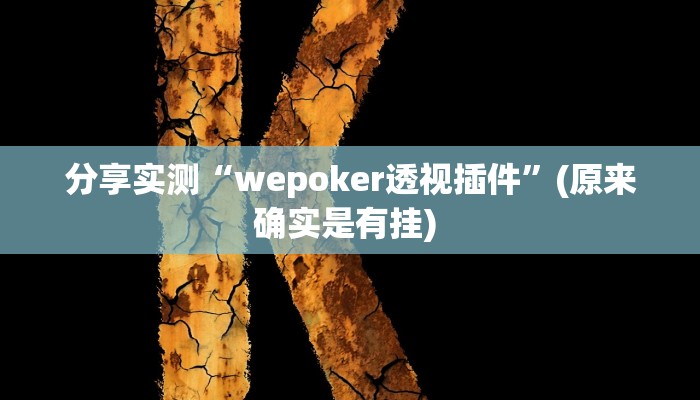 分享实测“wepoker透视插件”(原来确实是有挂) 