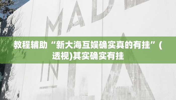 教程辅助“新大海互娱确实真的有挂”(透视)其实确实有挂