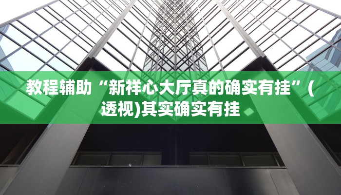 教程辅助“新祥心大厅真的确实有挂”(透视)其实确实有挂