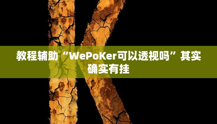 教程辅助“WePoKer可以透视吗”其实确实有挂 教程辅助“WePoKer可以透视吗”其实确实有挂