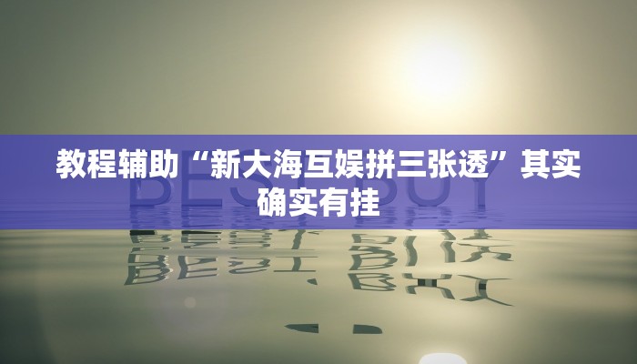 教程辅助“新大海互娱拼三张透”其实确实有挂