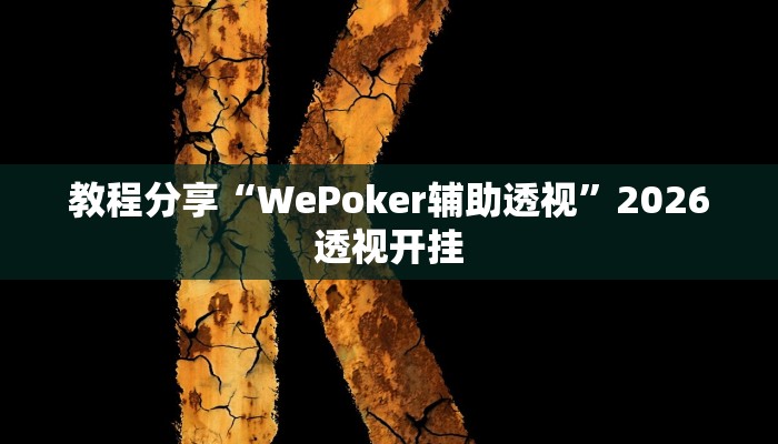 教程分享“WePoker辅助透视”2026透视开挂 教程分享“WePoker辅助透视”2026透视开挂