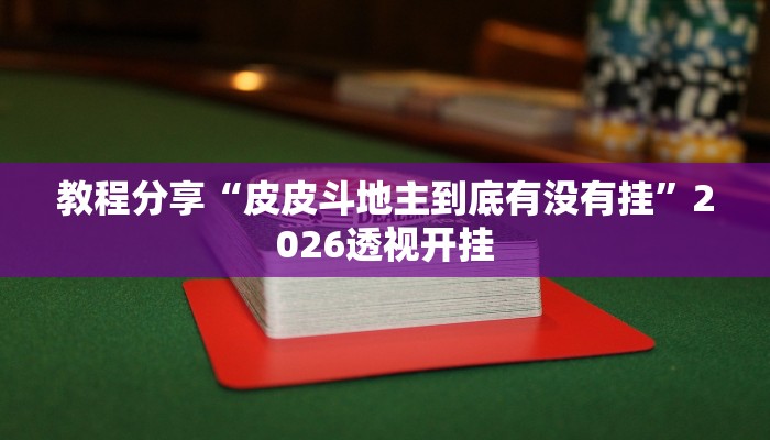 教程分享“皮皮斗地主到底有没有挂”2026透视开挂