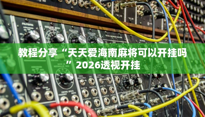 教程分享“天天爱海南麻将可以开挂吗”2026透视开挂